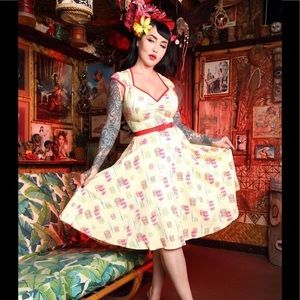 SMALL yellow pinup couture Heidi tiki